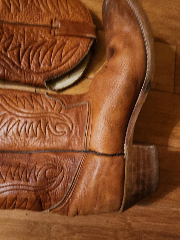 Botas vaqueras occidentales de cuero Dexter vintage hechas en EE. UU. talla 9,5 M 738142 Foto 4 de 4