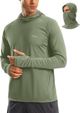 Men's UPF 50 Sun Protection Hoodie C Rash Guard with Mask for Fishing Hiking