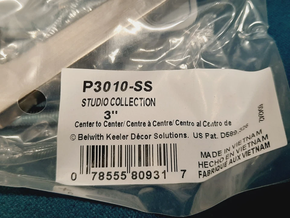 LOTE de 10 - Tiradores Belwith P3010-SS 3" C a C Acero Inoxidable, HERRAJES DE NOGAL Foto 2 de 4
