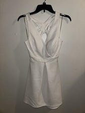 Women’s Small Cross Back Short Cocktail Dress Creme/ Egg Shell Sparkly