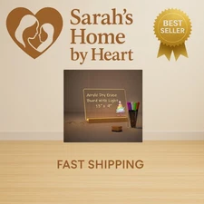 Light Up Clear Dry Drase Board 13 x 9 inch with 5 Markers, Acrylic Lighting M...