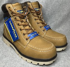 Botas de trabajo Goodyear punta de acero para hombre 7,5 marrón trigo F2413 ropa de trabajo de seguridad