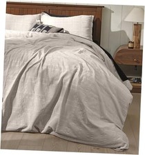 100 Cotton Waffle Weave Duvet Cover Set - Pre-Washed Queen Linen Big Box 