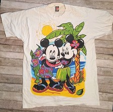 Vtg 90's Disney Mickey Unlimited Jerry Leigh Mickey Minnie Aloha Tshirt One Size