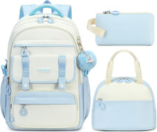 School Backpack for Girls, 3PCS Laptop Backpack 15.6 Inch with Lunch Box Pencil