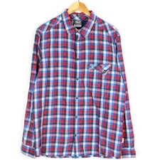 JACK WOLFSKIN Men's Shirt Size XL Slim Fit Purple Checkered Polyester Blend
