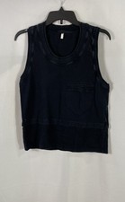 Balenciaga Women's Black Pocket Tank Top Sleeveless Ribbed Sz M