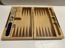 Wood Backgammon Board Game Travel Magnetic Close 