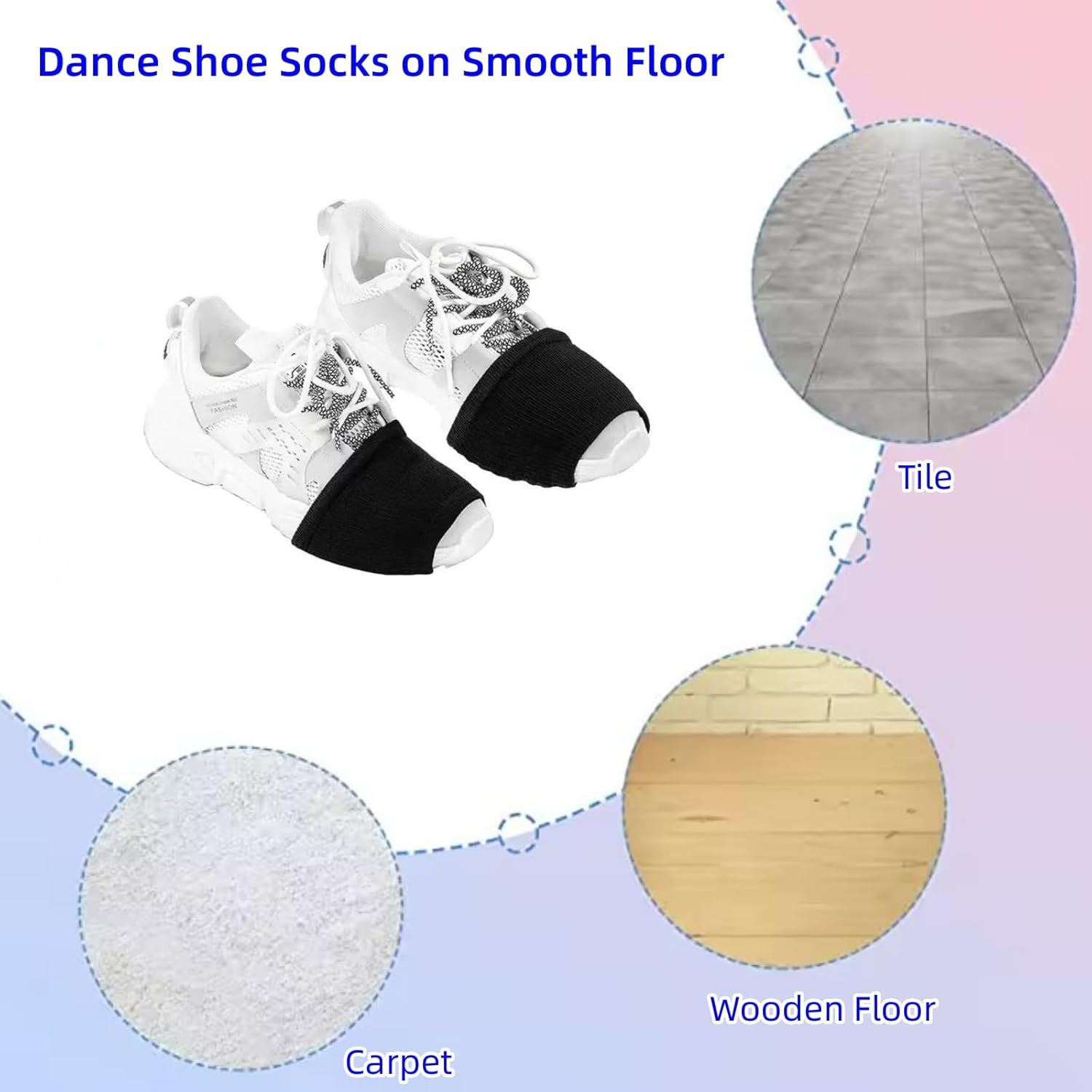 2 Pairs Socks for Dancing over Sneakers, Dance Shoe Socks on Smooth Floors