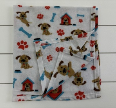 SAFETY 1st Fleece Baby Blanket Lovey Puppy Dogs Bones Doghouse