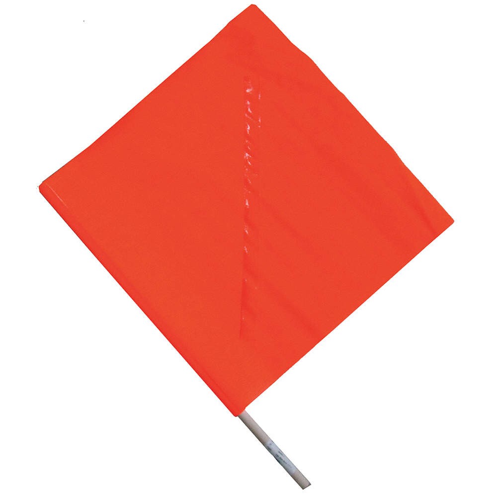 GRAINGER APPROVED 1EKR8 Handheld Warning Flag,Orange,18x18In 1EKR8