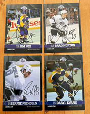 LA Kings Autographs Jim Fox Bernie Nicholls Daryl Evans Brad Norton+Hockey Cards