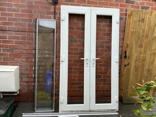 UPVC Double Glazed French Doors/Patio Doors with hardware keys and glass panel