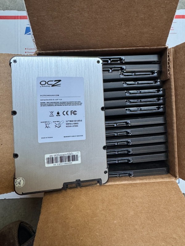 LOT OF 7 - SSD HARD DRIVES - 90GB 3.5in OCZ SOLID STATE