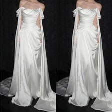 Silk Satin Wedding Dress Customized Strapless Off Shoulder Draped Bridal Gown