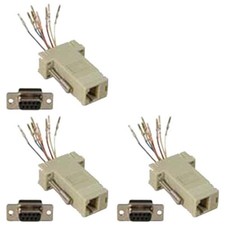 3x DB9 RS232 Serial Female Port to RJ45 8P8C Network Modular Adapter Extender