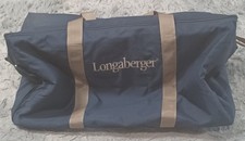 Authentic Longaberger Large Travel Duffel Bag Navy Blue Heavy Canvas Embroidered