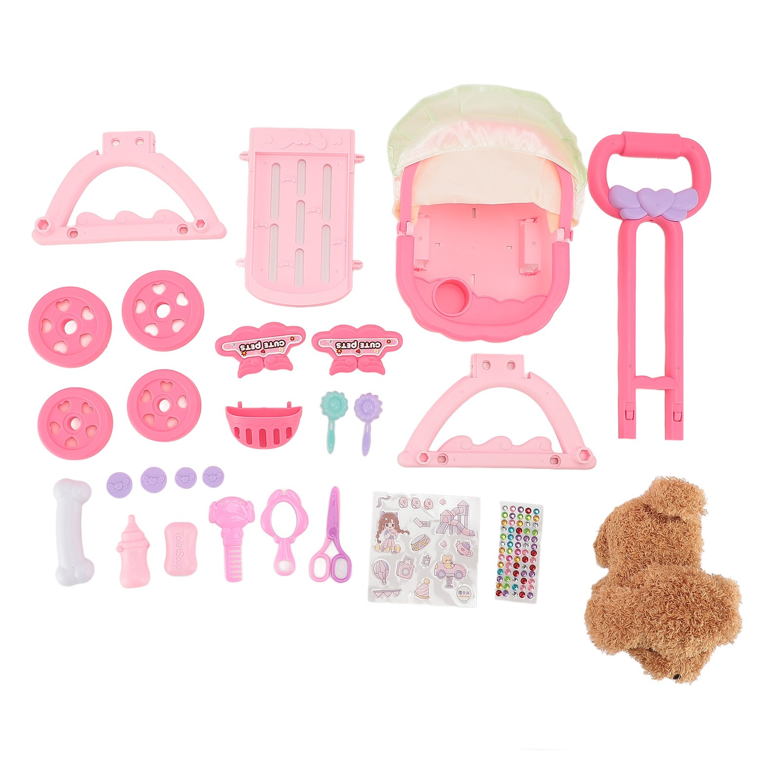 Pet Doll Stroller Toy Set Dog Pet Stroller Toy Imaginative Playtime For Children
