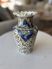 Vintage Hand-Painted  Vase – Persian / Iznik Style Floral Motif – Scalloped Rim — photo 1