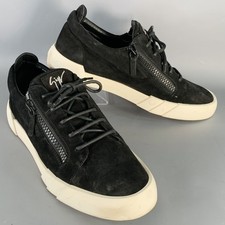 Giuseppe Zanotti Taille 12 Sneakers En Suede Noir À Double Fermeture Éclair