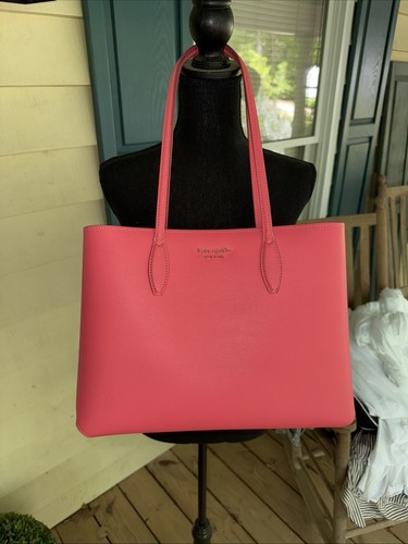 Kate Spade All Day Large Leather Tote Shoulder Bag Peach Melba Used 1X - Picture 2 of 11