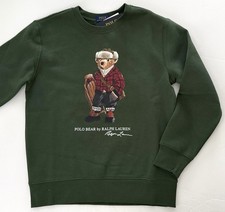 NWT, Boys Polo Ralph Lauren Green Polo Bear Sweatshirt. Size M 10-12 Eu 146/152