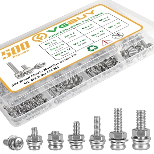 500Pcs Stainless Steel Nut and Bolt Assortment Kit, M2 M2.5 M3 M4 M5 Small Metri - Picture 1 of 12