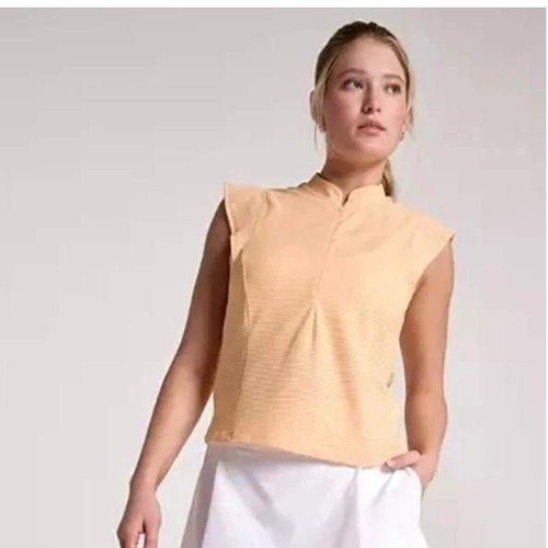 CALIA Womens Renew Cap Sleeve Polo Peach Sherbet Size XXL Ribbed Golf Shirt NWT - Picture 1 of 11