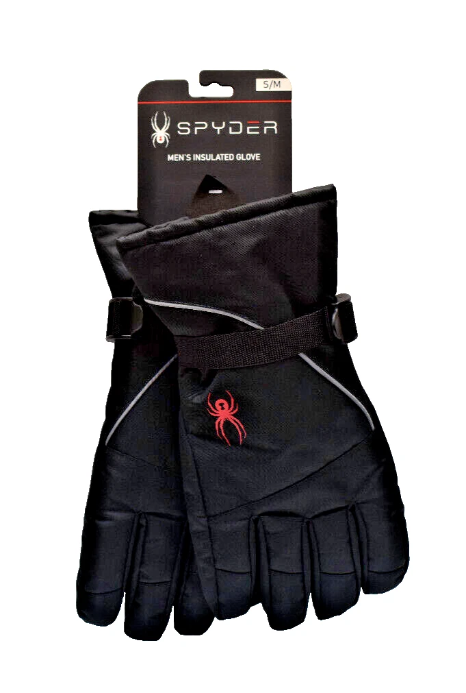 Spyder Men's Shredder Ski Gloves Size S/M Black Red Spider Logo New! NWT