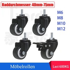 600kg Möbelrollen Schwerlastrollen Lenkrollen Rollen mit Bremse Ø 40mm-Ø 75mm
