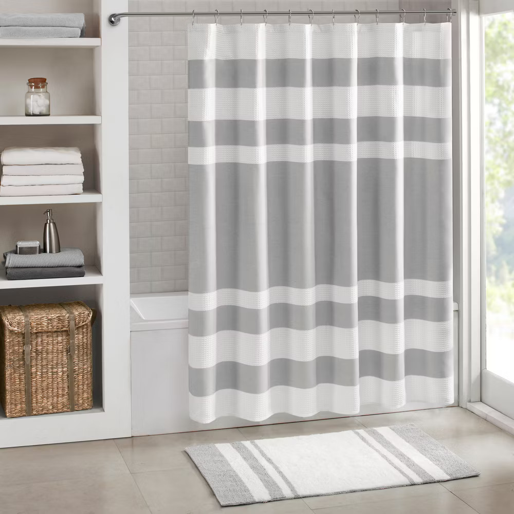 72x84 Spa Waffle Shower Curtain with 3M Treatment Gray 2290₽