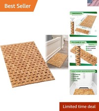 Natural Bamboo Bath Mat with Rubber Grip - 24 x 16 Inches - Easy to Maintain