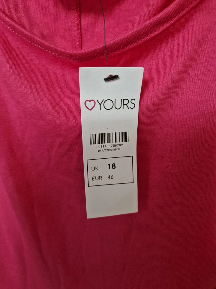 BNWT Yours Pretty Pink Tshirt With Strappy Sleeves. Size 18. Cotton Mix. Holiday - Image 3 of 4