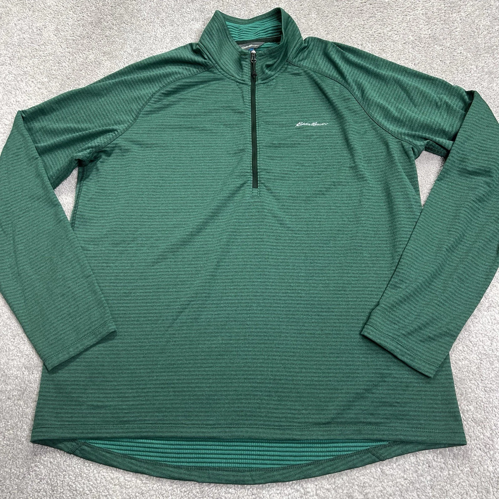 Eddie Bauer Pullover Mens XL Green First Ascent Stretch Sweater 1/4 Zip Athletic