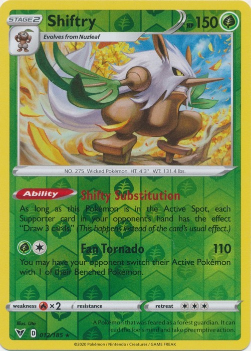 Shiftry 012/185 Rare Vivid Voltage Pokemon Reverse Holo Lightly Played
