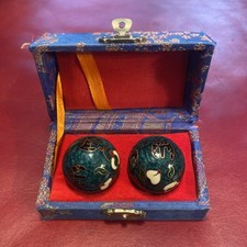 Vintage Chinese Cloisonn  Baoding Balls w/Chimes/Meditation, Flower Themed. 1.5  