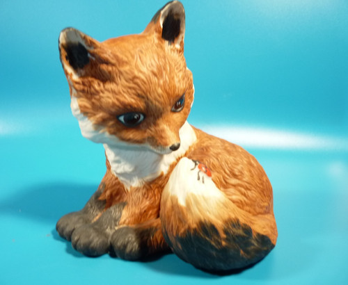 1985 Franklin Mint Porcelain Fox Figurine "OutFoxed" by Deborah Jarrett