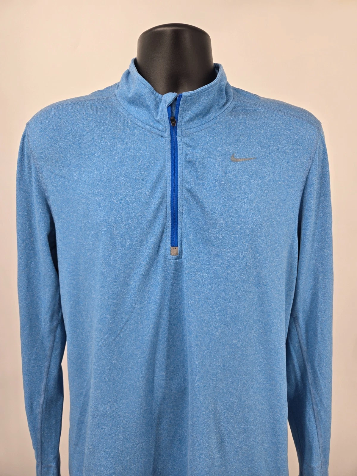 Nike Pullover Runner Medium Blue 1/4 Zip Running Shirt Lightweight Dri-Fit Mens