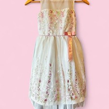 VNTG FLORAL DRESS ELEGANT PARTY, SPECIAL OCCASION BUTTON TIE BACK GIRLS SIZE 7