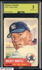 1953 Topps #82 Mickey Mantle New York Yankees HOF MBA 3