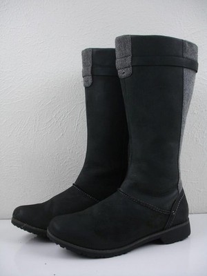 Women's 8.5 M Eddie Bauer Trace Waterproof Leather Boots Knee High Raven Black