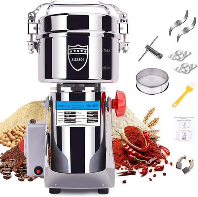 750G Electric Grain Mill Grinder, 304 Stainless Steel Flour Mill, 2800W High Spe