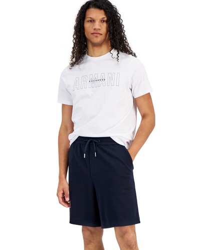 A|X Armani Exchange Men's Bermuda Logo Drawstring Shorts Navy/Niagara-XL