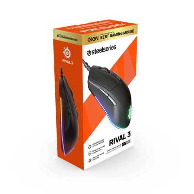SteelSeries Rival 3 Gaming Mouse - 8,500 CPI TrueMove Core Optical Sensor New
