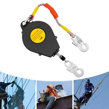 Black 15M Self Retracting Lifeline Lanyard Fall Arrester Fall Protection w/ Hook