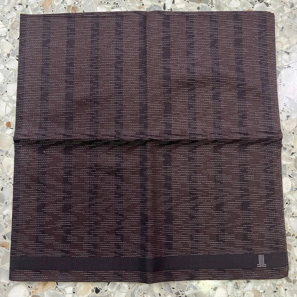 MAN HANKY STRIPED PATTERN CLASSIC BROWN VTG COTTON POCKET ART SQUARE 18” #M12 - Imagem 2 de 3