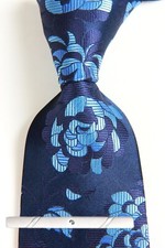 New Classic Floral Blue JACQUARD WOVEN 100 Silk Men's Necktie Tie