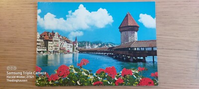 Postkarte Luzern Kapellbrücke mit Wasserturm ungel_7