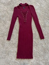 Windsor Burgundy Bodycon Strappy Neckline Dress Size Small