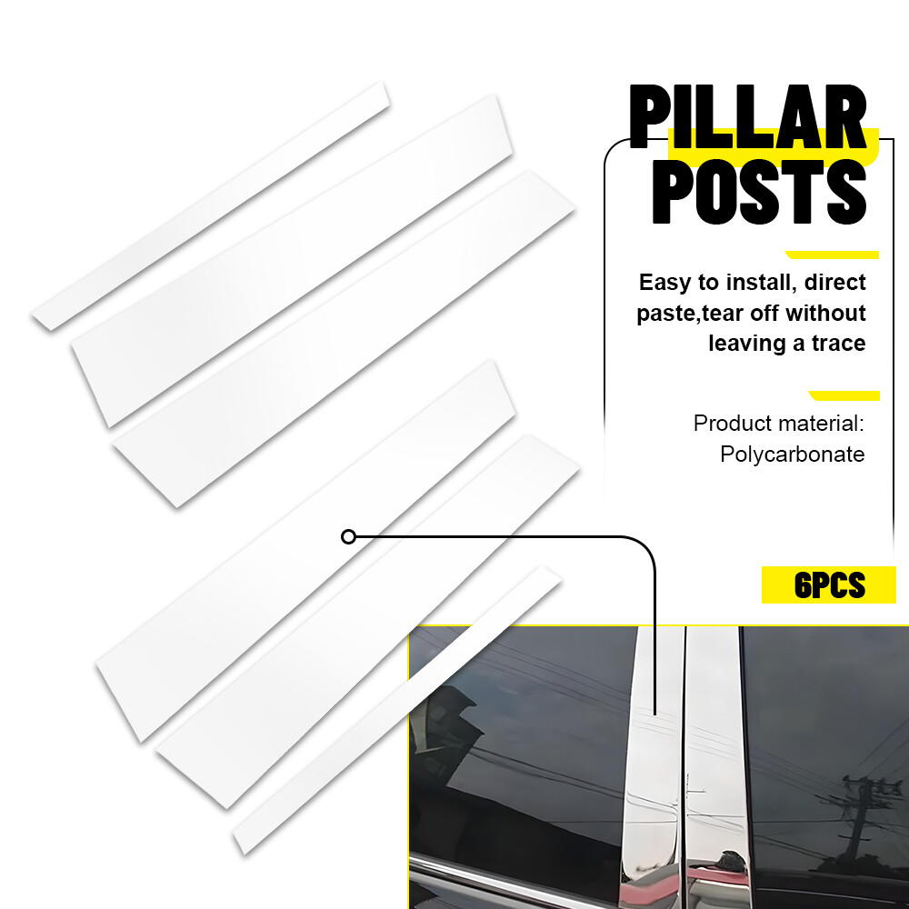 6pcs Chrome Pillar Posts Door Side Trim Cover Fit For Lincoln Town Car 1998-2011